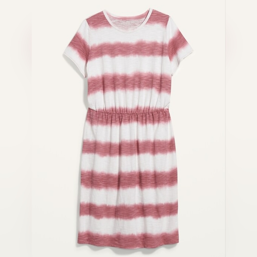 NWOT Old Navy Women's Cotton Waist-defined Tie-dye Stripe Midi Dress Size L